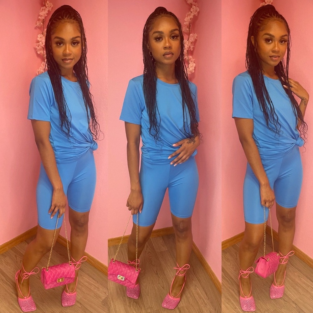🦋 Aqua Blue Biker Shorts Set 🦋